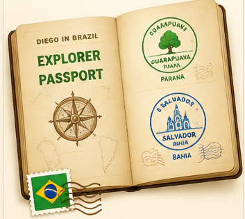 Diego Explorer Passport with destination stamps